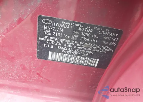 2015 Hyundai Elantra Se z USA, uszkodzony, nr VIN KMHDH4AE2FU393895